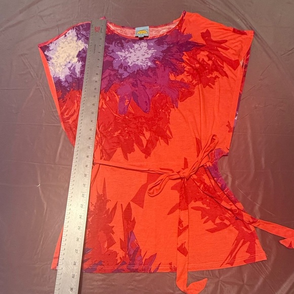 C&C California Orange/Purple Tie Dye Tie Front Tunic Blouse Size XS MSRP $128 - Picture 7 of 7